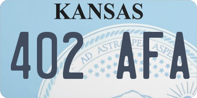 KS license plate 402AFA