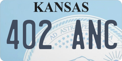 KS license plate 402ANC