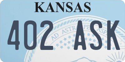 KS license plate 402ASK