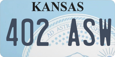 KS license plate 402ASW