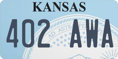 KS license plate 402AWA