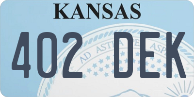 KS license plate 402DEK