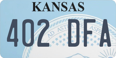 KS license plate 402DFA