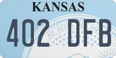 KS license plate 402DFB