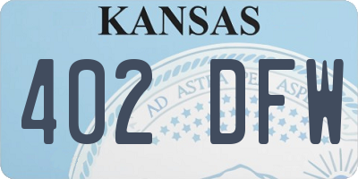 KS license plate 402DFW