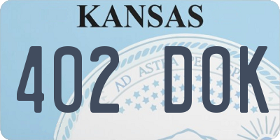KS license plate 402DOK