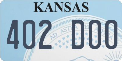 KS license plate 402DOO