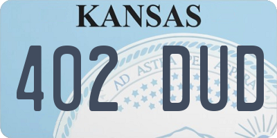 KS license plate 402DUD