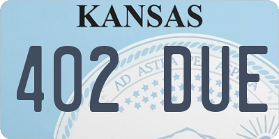 KS license plate 402DUE