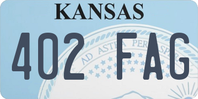 KS license plate 402FAG
