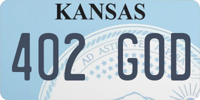 KS license plate 402GOD