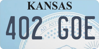 KS license plate 402GOE