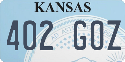 KS license plate 402GOZ