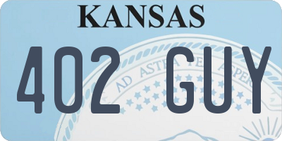 KS license plate 402GUY