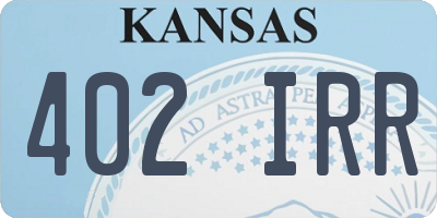 KS license plate 402IRR