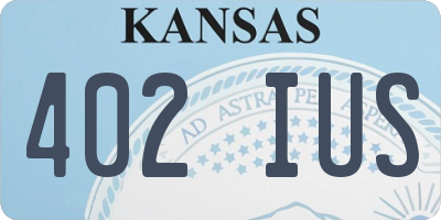 KS license plate 402IUS