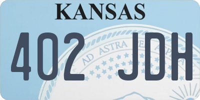 KS license plate 402JDH