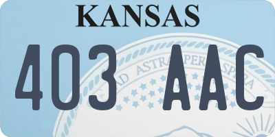 KS license plate 403AAC