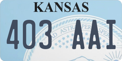 KS license plate 403AAI