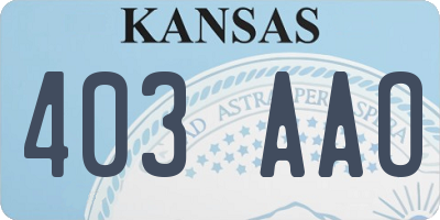 KS license plate 403AAO