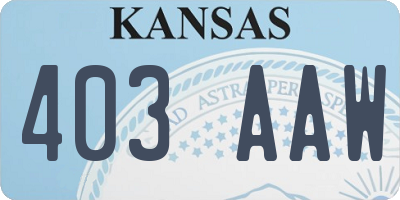 KS license plate 403AAW