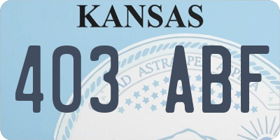KS license plate 403ABF