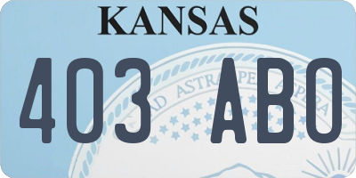 KS license plate 403ABO