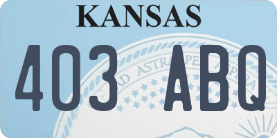 KS license plate 403ABQ