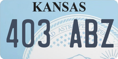 KS license plate 403ABZ