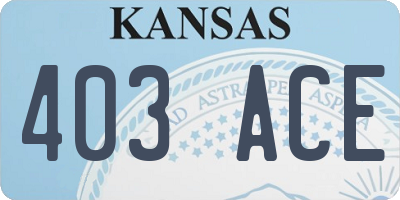 KS license plate 403ACE