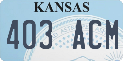 KS license plate 403ACM