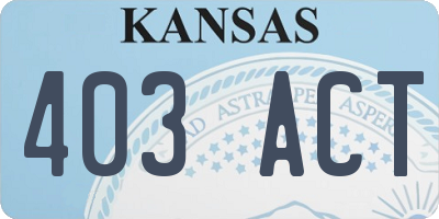 KS license plate 403ACT