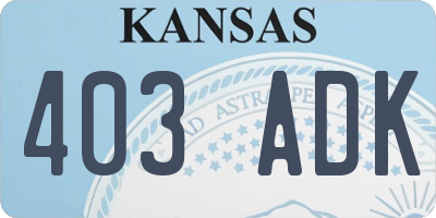 KS license plate 403ADK