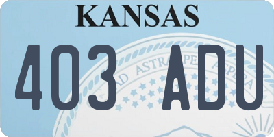 KS license plate 403ADU