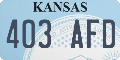 KS license plate 403AFD