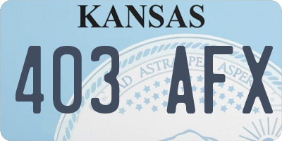 KS license plate 403AFX