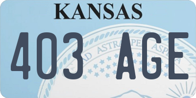 KS license plate 403AGE