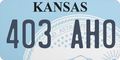 KS license plate 403AHO