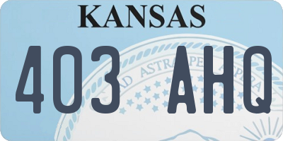 KS license plate 403AHQ