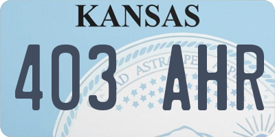 KS license plate 403AHR