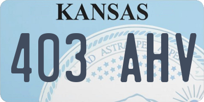 KS license plate 403AHV