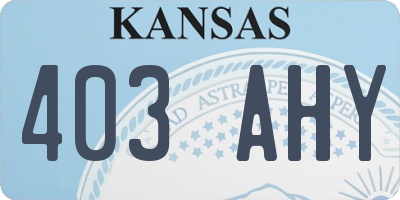 KS license plate 403AHY