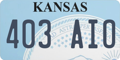 KS license plate 403AIO
