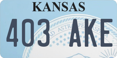 KS license plate 403AKE