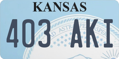 KS license plate 403AKI