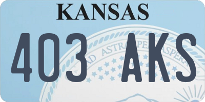 KS license plate 403AKS