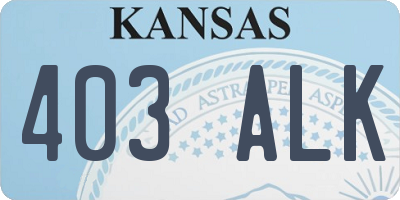 KS license plate 403ALK