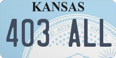 KS license plate 403ALL