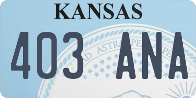 KS license plate 403ANA