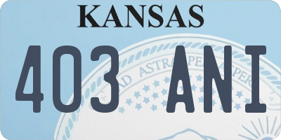 KS license plate 403ANI